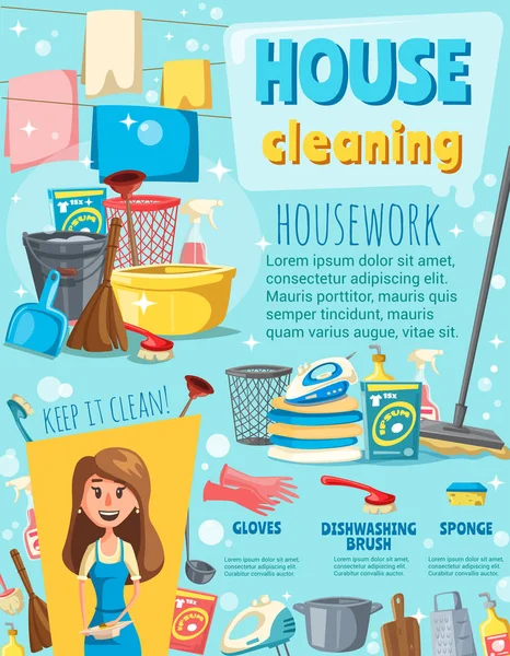 Bannière de nettoyage de maison pour la conception de service propre — Image vectorielle
