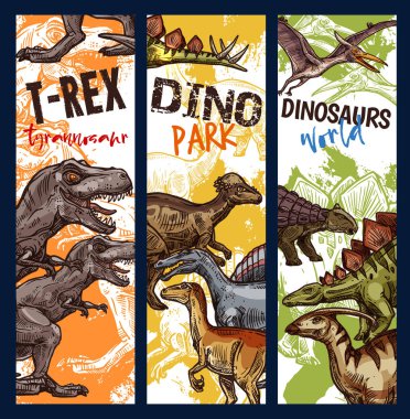 Dinozor Parkı afiş jurassic hayvan ile kroki