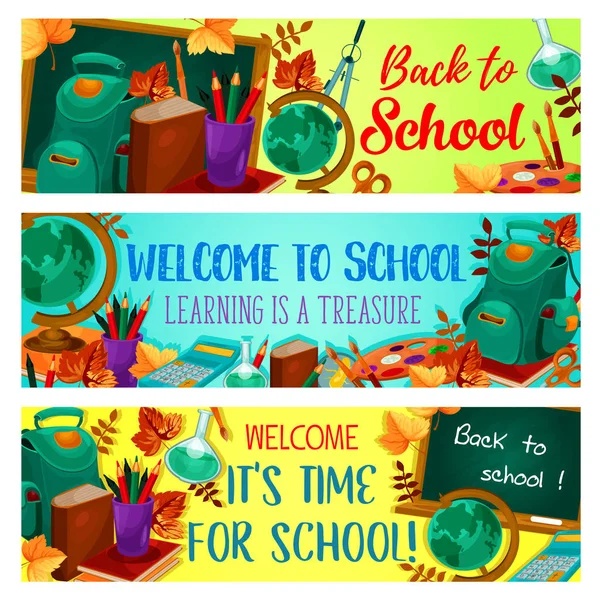 Back to School vector autumn season banners — Stock Vector