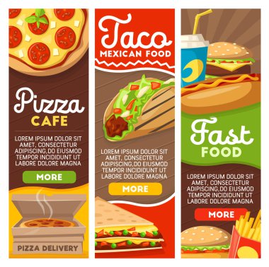 Fast food pizza ve Meksika tacos teslim menü