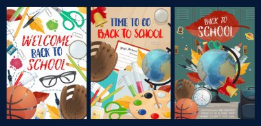 Okul posterler malzemeleri ile zaman eğitim için