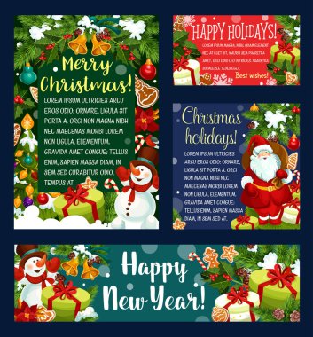 Noel tatil tebrik kartı, afiş şablon