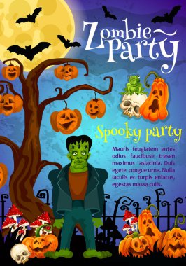 Zombi parti afiş Cadılar Bayramı tatil tasarımı için