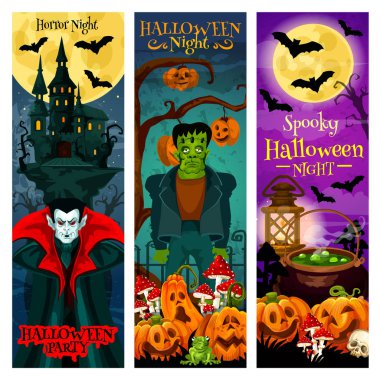 Halloween canavar parti davetiyesi banner tasarımı