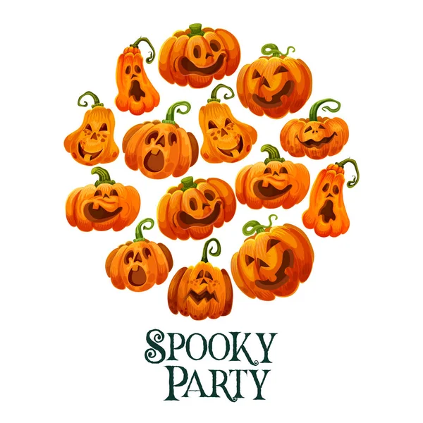 Bannière de citrouille d'Halloween pour fête de vacances d'octobre — Image vectorielle