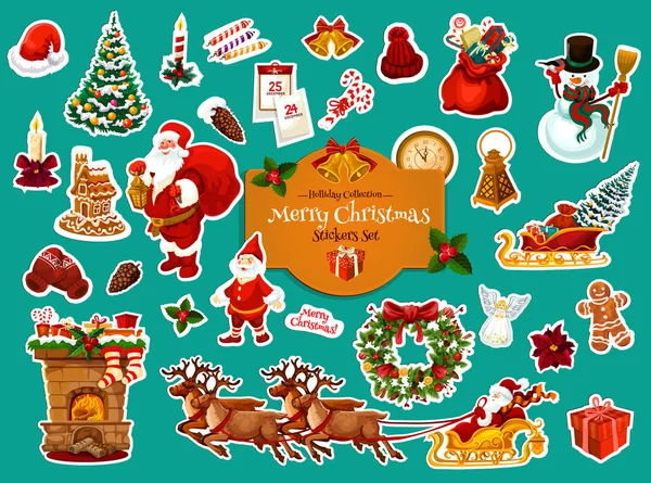 Christmas and New Year winter holiday sticker — Stock Vector