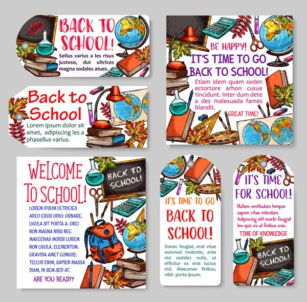 Back to school tag and label for sale design — Stock Vector
