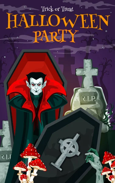 Carta vampiro di Halloween per invito alla festa dell'orrore — Vettoriale Stock