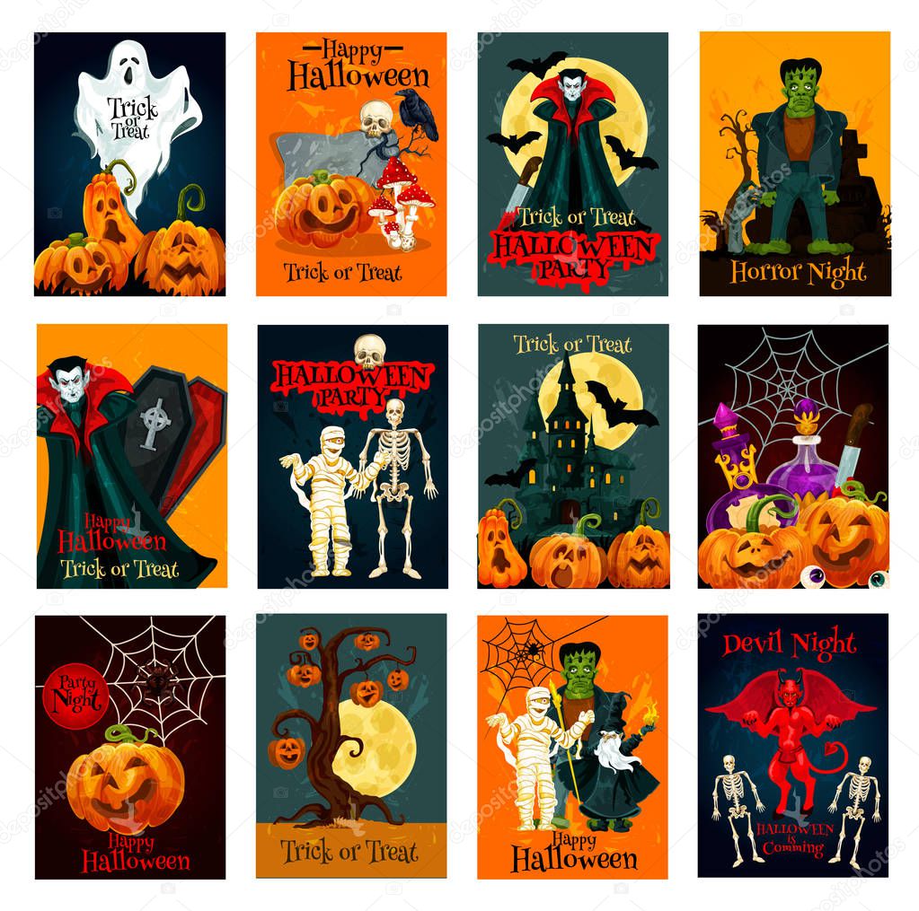 Halloween holiday trick or treat greeting card