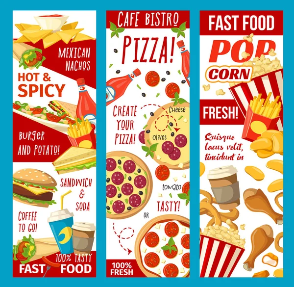 Fast food restauraci a bistro občerstvení bannery — Stockový vektor
