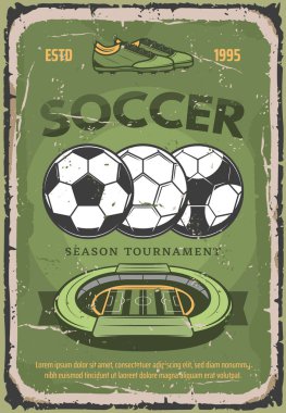Futbol ya da futbol spor vektör retro poster