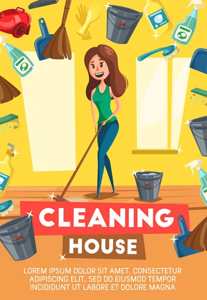 Schoonmaak Huis service vector poster — Stockvector