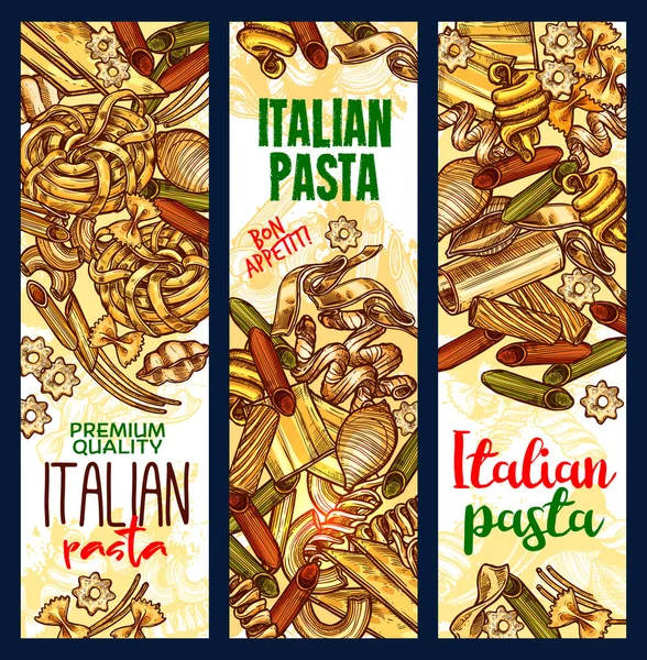 Vector Italiaanse pasta schets banners — Stockvector