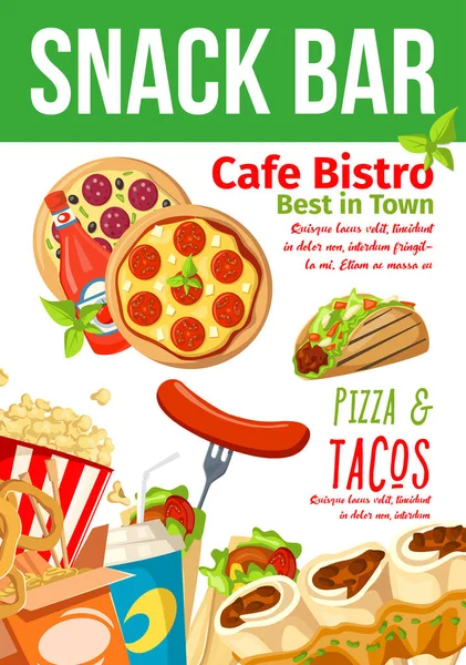 Fast food snacks bar e menu bistrô — Vetor de Stock