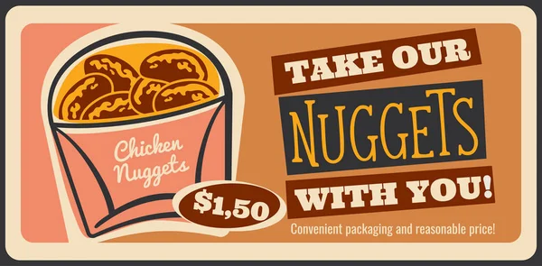 Fast food poulet nuggets vecteur rétro affiche — Image vectorielle
