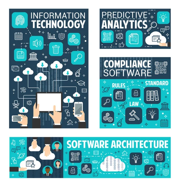 Informace datových technologií vektor plakáty — Stockový vektor