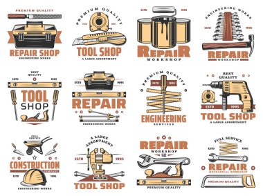 Onarım ve servis araçları atölye simgeleri çalışma