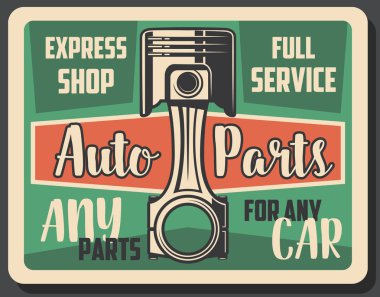 Araba Oto yedek parça hizmeti dükkanı retro poster hızlı