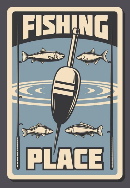 Mar pesca propaganda vetor retro cartaz — Vetor de Stock