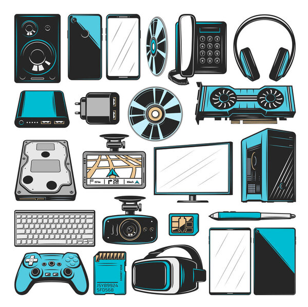 Electronics, computers and smart devices icons
