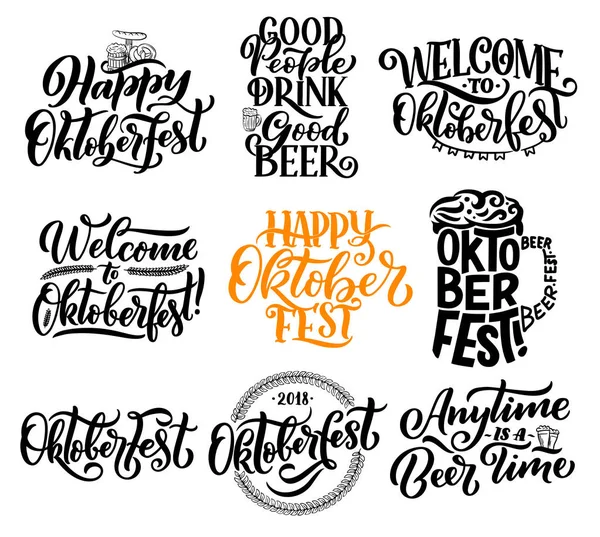 Oktoberfest pivní festival nápis kaligrafie — Stockový vektor