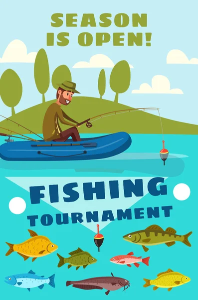 Fiske säsong eller fiskare turnering affisch — Stock vektor