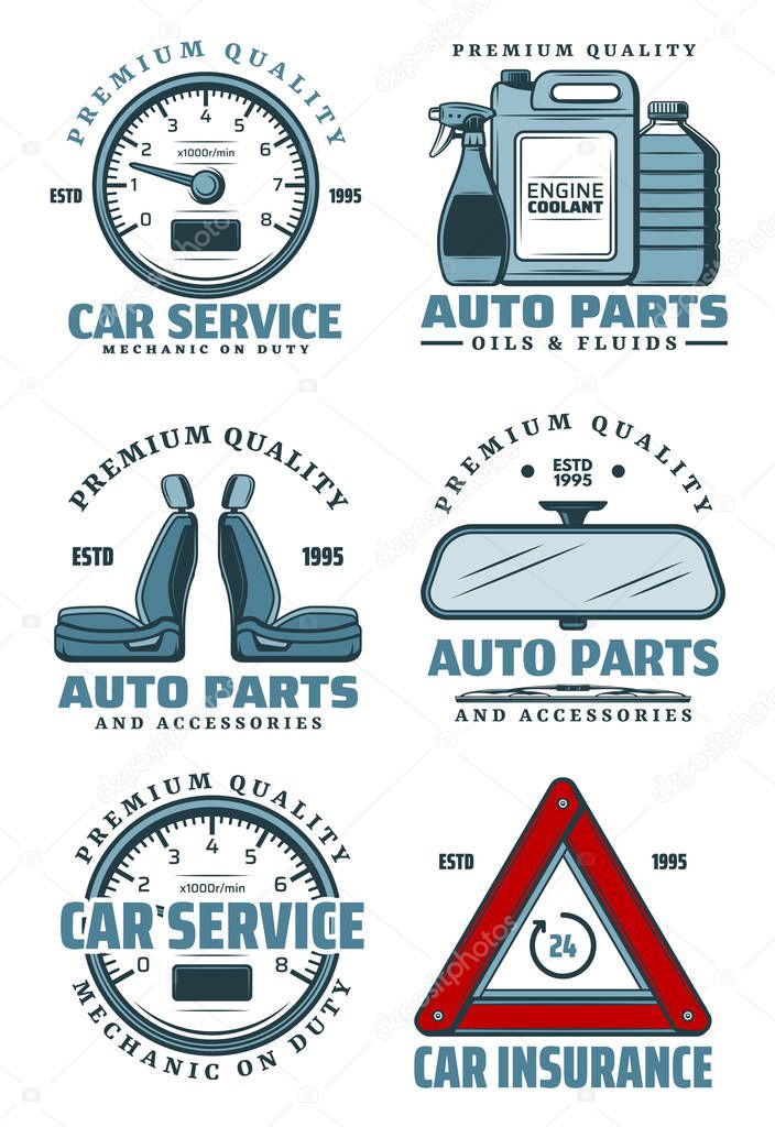 Car service .station and auto parts store icons