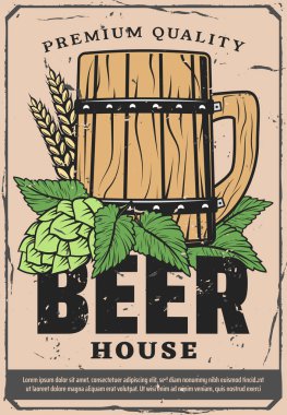 Tekne ahşap pint bira evi retro poster