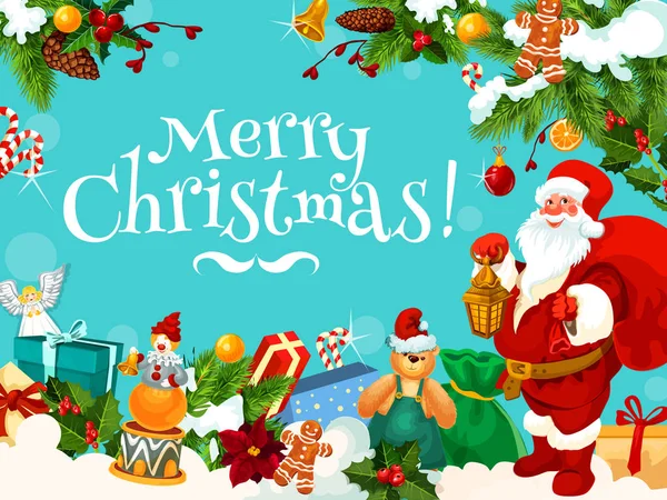 Cadeau Père Noël et Noël pour carte Nouvel An — Image vectorielle