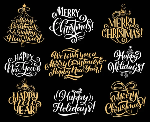 Merry Christmas holiday vector greeting lettering — Stock Vector