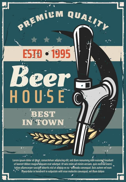 Bira evi veya zanaat bira geleneği retro poster