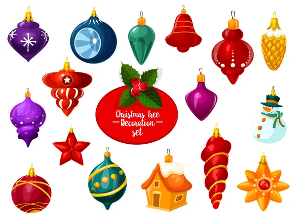 クリスマスの飾り、ボールおよび新年安物の宝石アイコン — ストックベクタ