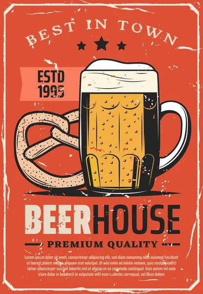 Pivo pivovar dům nejlepší město pub bar retro plakát — Stockový vektor