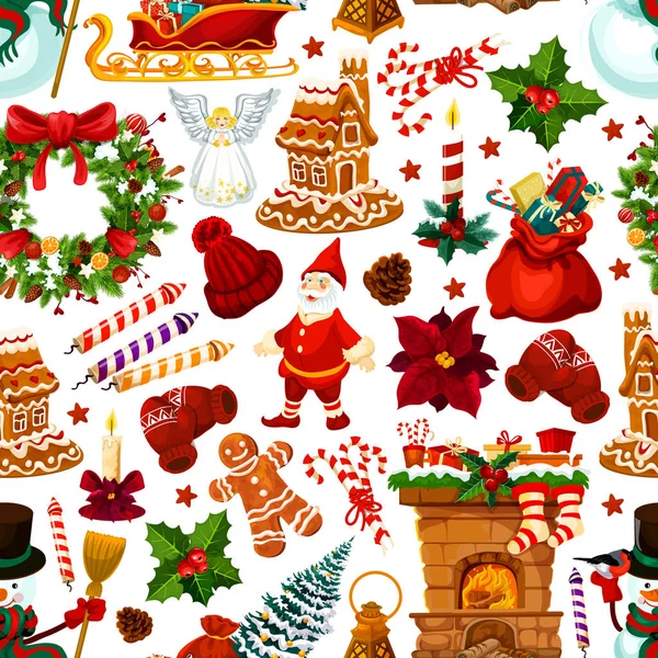 Weihnachten und Neujahr nahtlose Muster Hintergrund — Stockvektor