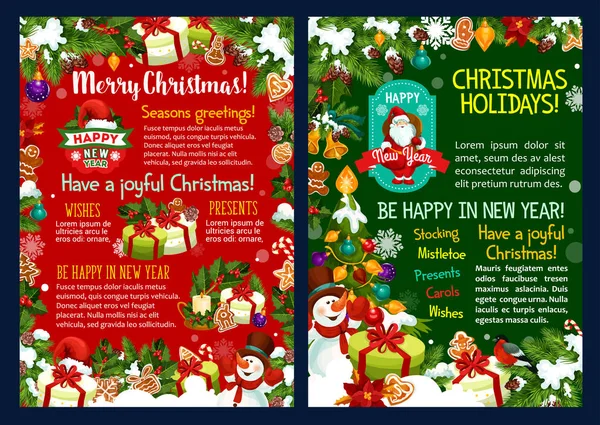 Рождественский постер с новогодними подарками — стоковый вектор