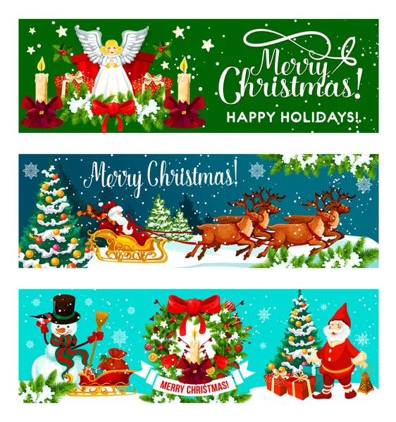 Χριστουγεννιάτικες διακοπές λάβαρο του νέο έτος ευχετήρια κάρτα — Διανυσματικό Αρχείο