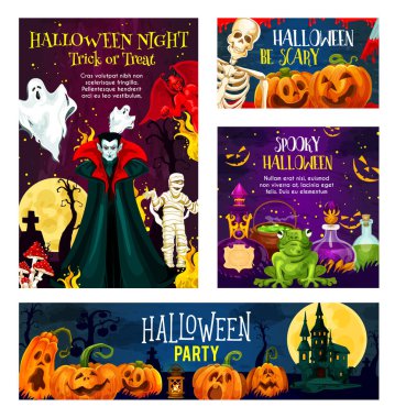 Halloween canavar gece parti davetiyesi afiş