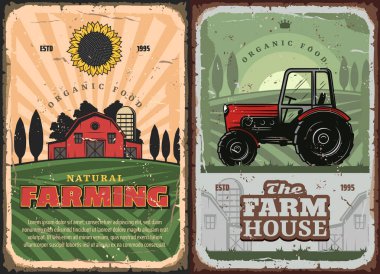 Tarım Tarım ve çiftlik evi retro poster