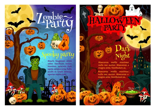 Halloween zombie partij uitnodiging posterontwerp — Stockvector