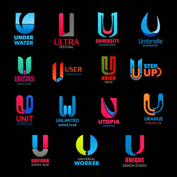 Företagets namn, universitet och näringsliv bokstäverna U — Stock vektor