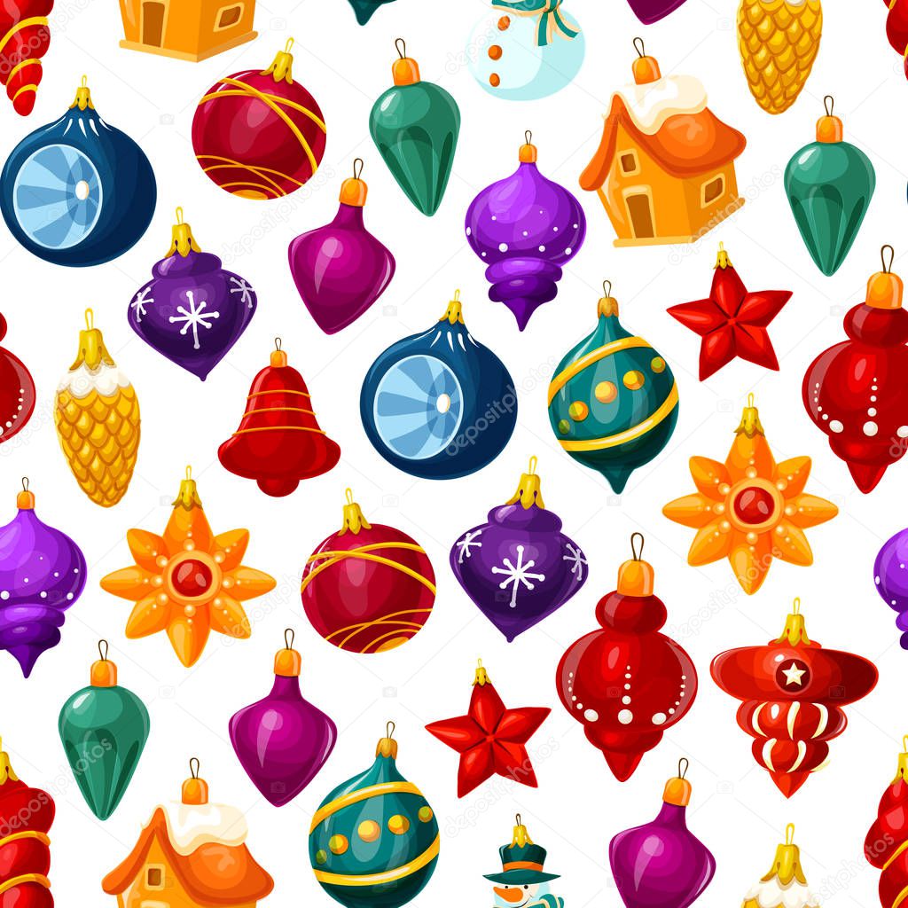 Christmas decorations vector seamless pattern