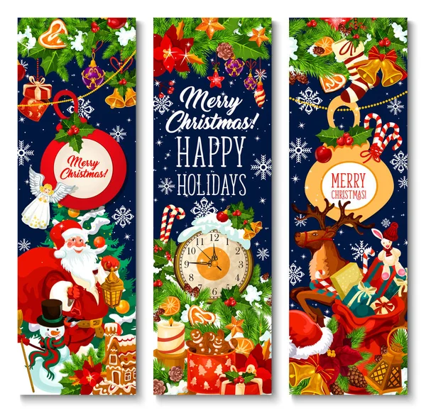 Feliz Navidad vector de felicitación banners — Vector de stock