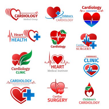 Kardiyoloji Tıp Kliniği vektör kalp simgeler