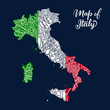İtalya bölgeler: vektör kroki yazı