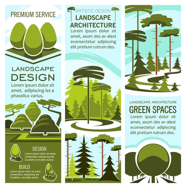 Bandeiras vetoriais de design de paisagem verde —  Vetores de Stock