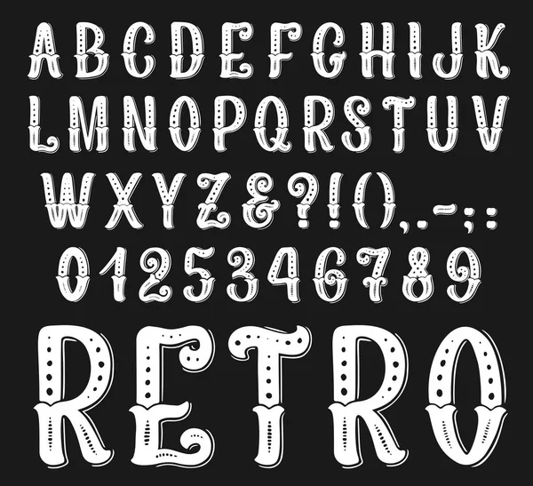 Vektor Vintage Retro-Schrift Buchstaben und Zahlen — Stockvektor