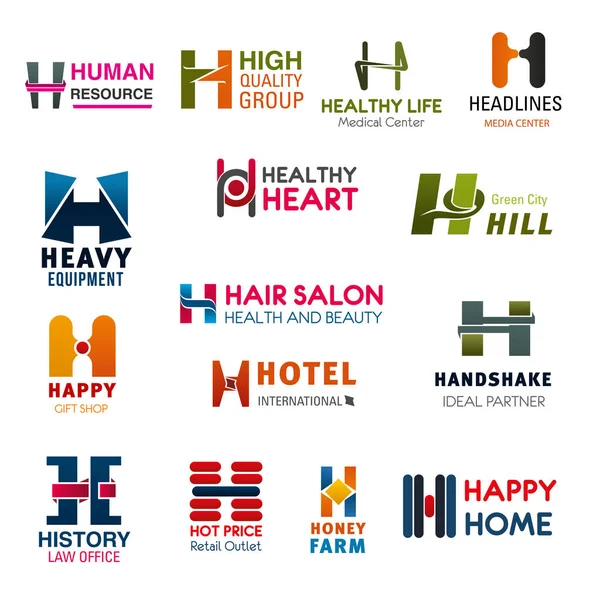 Carta H marcas da empresa e ícones de negócios —  Vetores de Stock