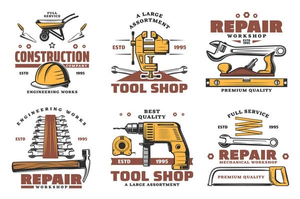 Outils de réparation et de construction croquis vectoriel — Image vectorielle