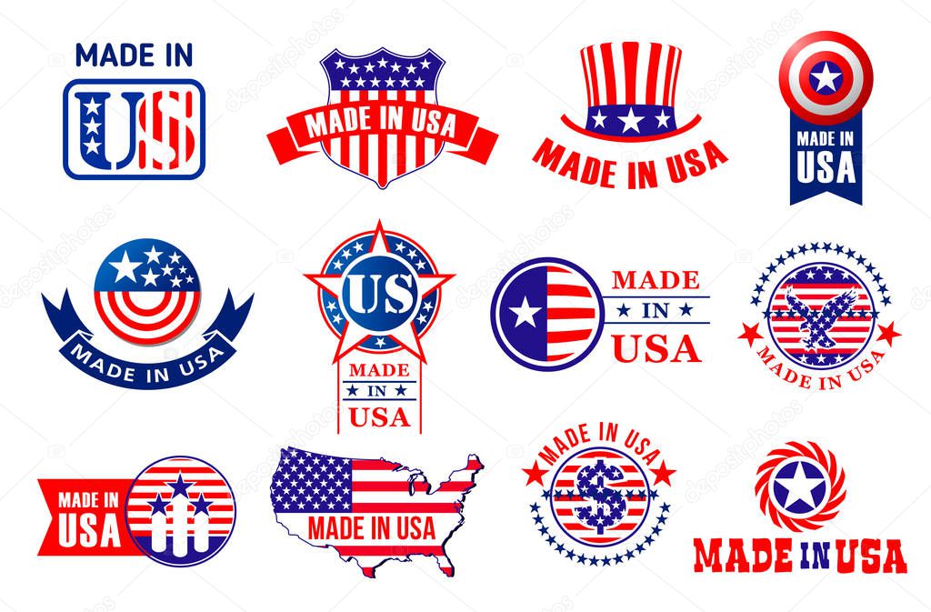 Vector Made in USA quality product tags