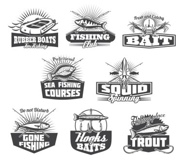 Deniz balıkçılık kursları. Fisher club macera simgeler